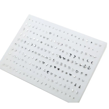 100pairs Acrylic Crystal Heart Star Moon Small Stud Earrings Set for