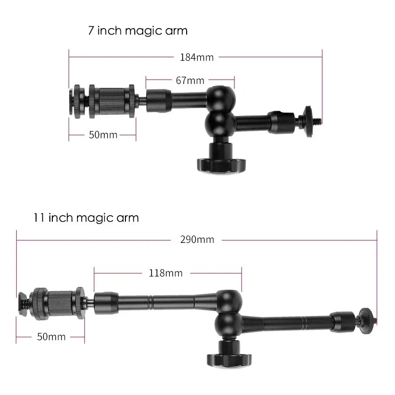 Super Clamp 7/11 inches Adjustable Magic Articulated Arm for Mounting HDMI Monitor LED Light LCD Video Camera Flash Camera DSLR