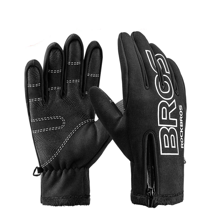 Black gloves with RockBros logo on a white background