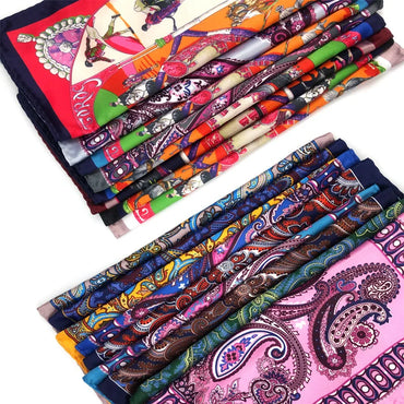 Men's Printed Pocket Square Handkerchief 9.1 x 9.1 in (23 x 23 cm) Paisley Retro Dress Hanky
