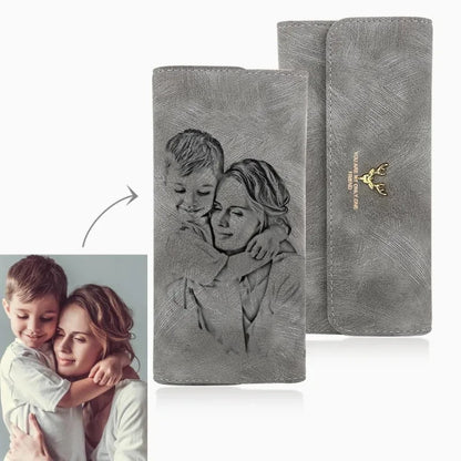 Personalized Photo Engraved Women's Trifold Wallet