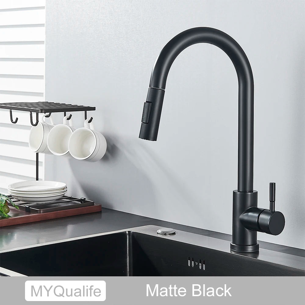 Pull-Out Kitchen Faucet with Touch Control Option and 360° Spout