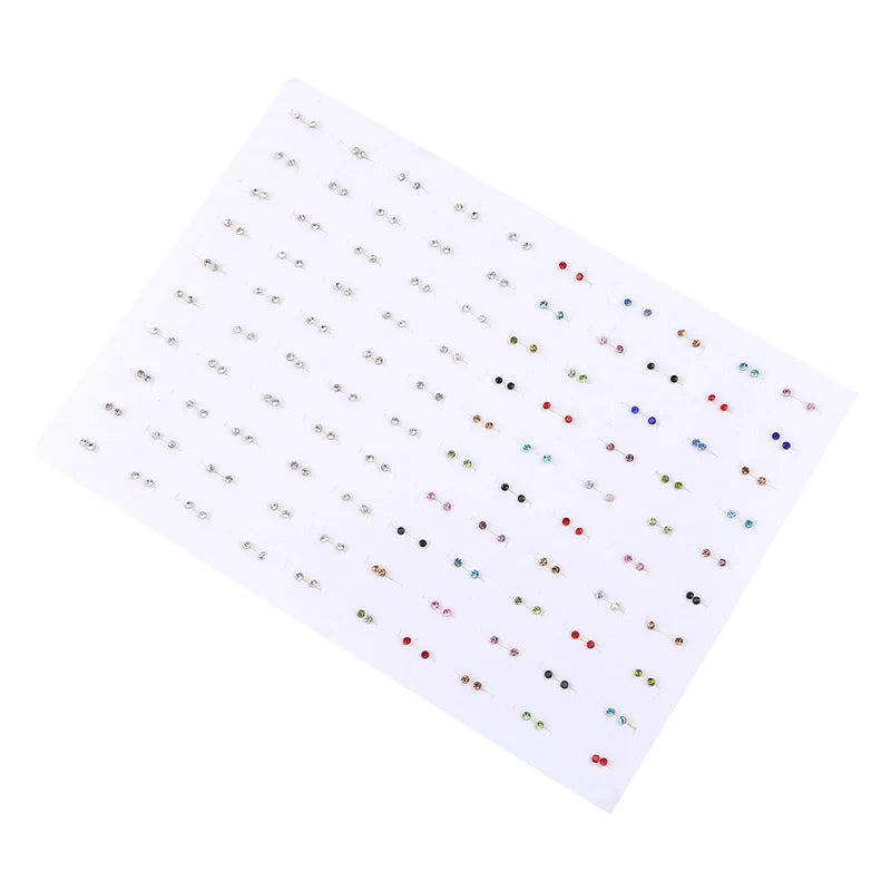 100pairs Acrylic Crystal Heart Star Moon Small Stud Earrings Set for