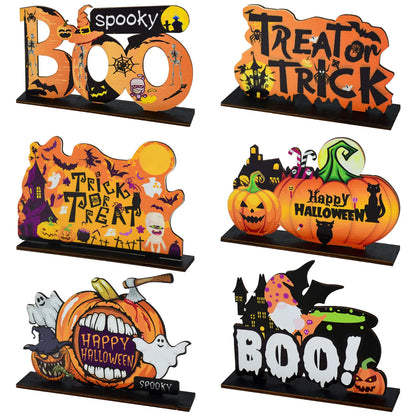 Halloween Wooden Ornament Pendants – Pumpkin, Ghost & Trick or Treat Hanging Signs for Home, Door & Party Decoration – 24 Designs