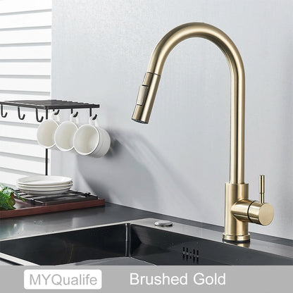 Pull-Out Kitchen Faucet with Touch Control Option and 360° Spout