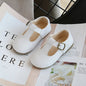 Spring and Autumn Kids T-Strap PU Leather Mary Jane Shoes Non-Slip Buckle Flats for Toddlers Girls and Boys