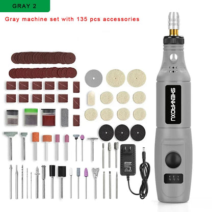 Mini Rotary Tool Kit — 3-Speed Engraver & Grinder with 25-Piece Accessories (100–240V / 3.7V)