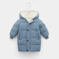 Kids Hooded Long Down Parka Coat - Warm Zippered Winter Jacket for Boys & Girls