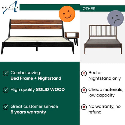 [Buy 1 Get 1] Callisto Solid Wood Bed Frame and Nightstand