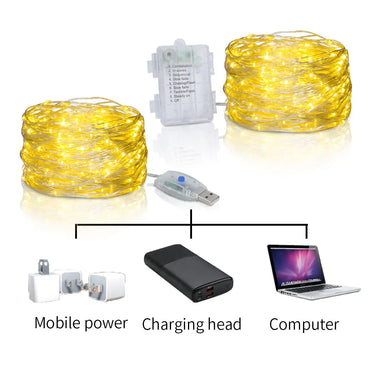 Copper Wire LED Fairy String Lights USB & Battery Operated with Remote — 5m / 10m / 20m (16.4ft / 32.8ft / 65.6ft) Dimmable Warm White & Multicolor