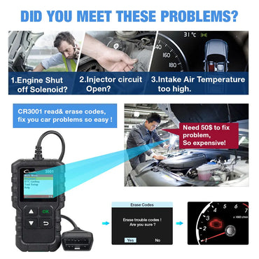 Full OBD2 Car Code Reader Scanner – Multilingual Handheld Engine Diagnostic Tool with Free Lifetime Updates