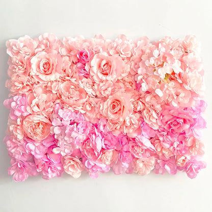 MEIHON Silk Rose Flower Wall Panel - 60x40cm Artificial Backdrop, Connectable, 34 Color Options for Wedding, Home & Events