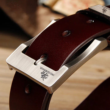 Men's Leather Belt with Metal Buckle – Casual & Business Denim Belt, Solid Classic Style