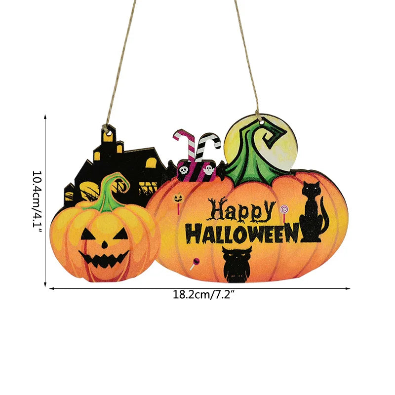 Halloween Wooden Ornament Pendants – Pumpkin, Ghost & Trick or Treat Hanging Signs for Home, Door & Party Decoration – 24 Designs