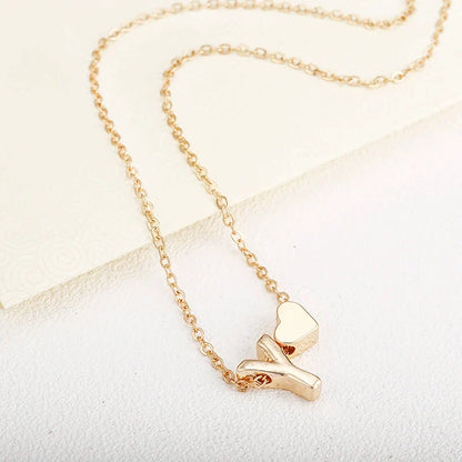Fashion Tiny Heart Dainty Initial Necklace With Letter Name Choker Necklace For Women Pendant Jewelry Accessories Gift