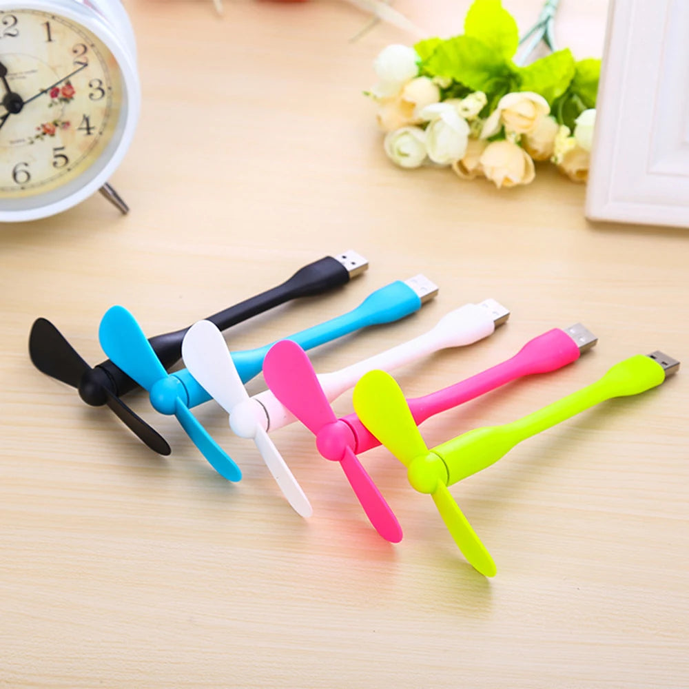USB Mini Portable Fan – Flexible Neck, Plug & Play, for Laptop & Smartphone (Random Color)