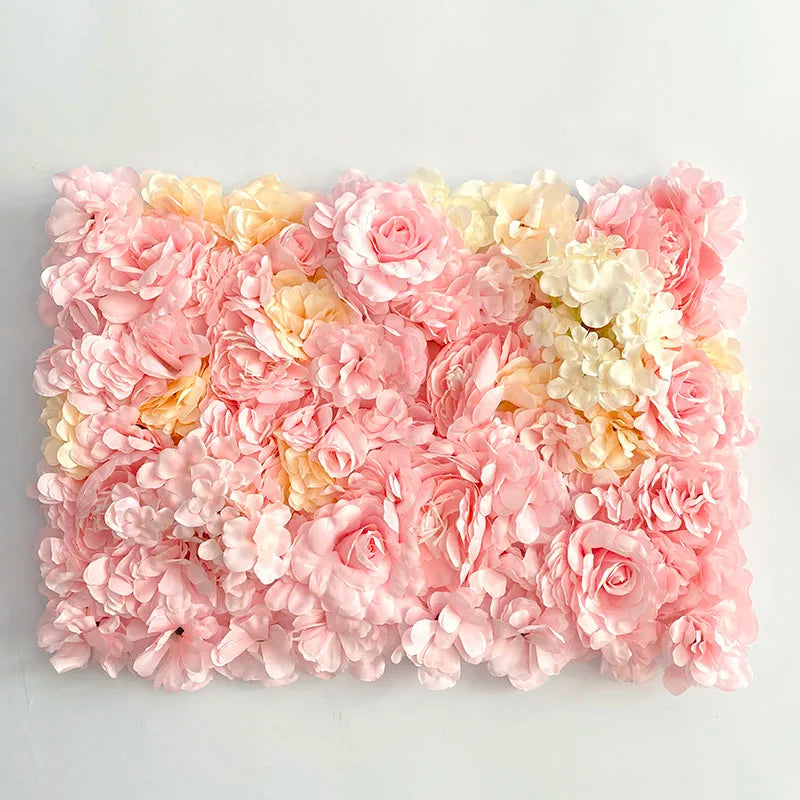 MEIHON Silk Rose Flower Wall Panel - 60x40cm Artificial Backdrop, Connectable, 34 Color Options for Wedding, Home & Events