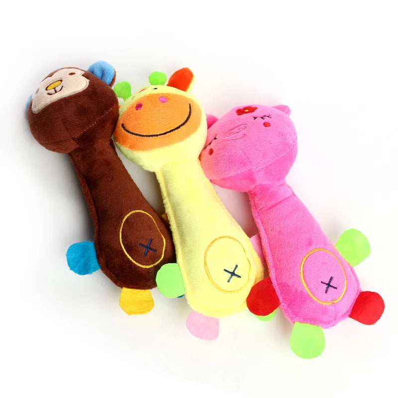 Durable Squeaky Dog Plush Toy – Animal Shape Chew Toy for Small Dogs & Puppies