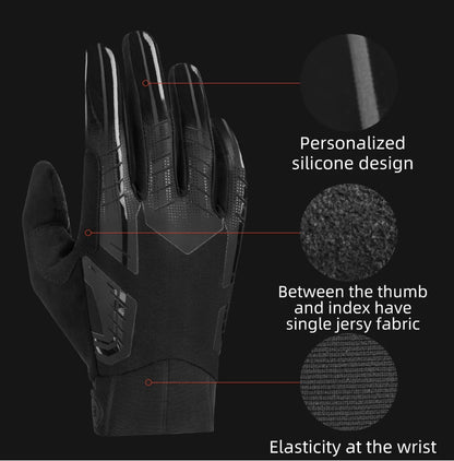ROCKBROS Winter Cycling Gloves - Thermal Windproof, 6mm SBR Gel Palm, Touchscreen, Reflective, Full Finger, Autumn/Winter - 10 Styles, S to XXL