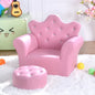 Kids Crown Armchair & Footstool - Korean Style Children's Sofa, Solid Wood Frame, 58 x 40.5 x 48 cm (22.8 x 15.9 x 18.9 in)