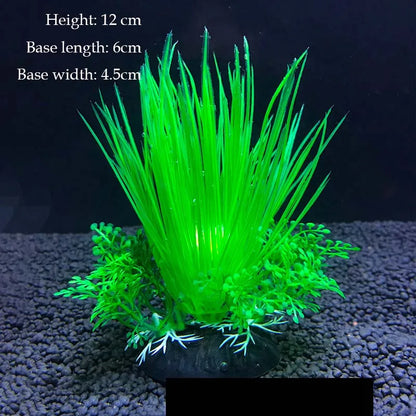 Artificial Aquarium Plants – Plastic Underwater Green Shrubs with Resin Base, Fish Tank Decoration