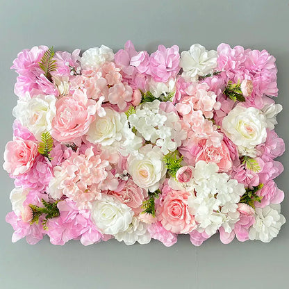 MEIHON Silk Rose Flower Wall Panel - 60x40cm Artificial Backdrop, Connectable, 34 Color Options for Wedding, Home & Events