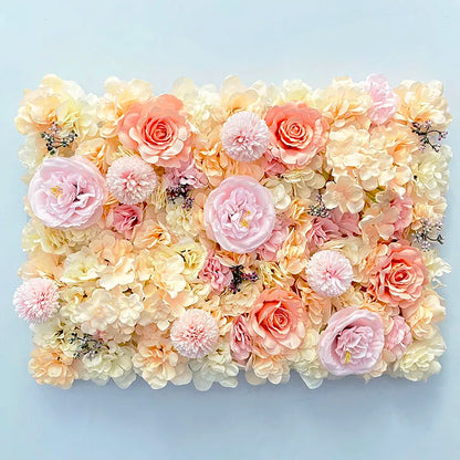 MEIHON Silk Rose Flower Wall Panel - 60x40cm Artificial Backdrop, Connectable, 34 Color Options for Wedding, Home & Events