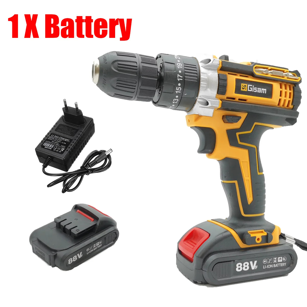 Gisam 21V Cordless Drill and Screwdriver, 28 N·m Torque