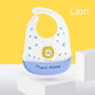 Silicone Baby Bib Waterproof Adjustable Cartoon Banana Feeding Bib with Pocket BPA-Free for 1-3 Years