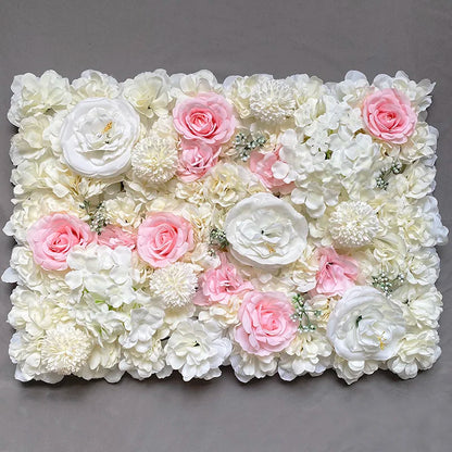 MEIHON Silk Rose Flower Wall Panel - 60x40cm Artificial Backdrop, Connectable, 34 Color Options for Wedding, Home & Events