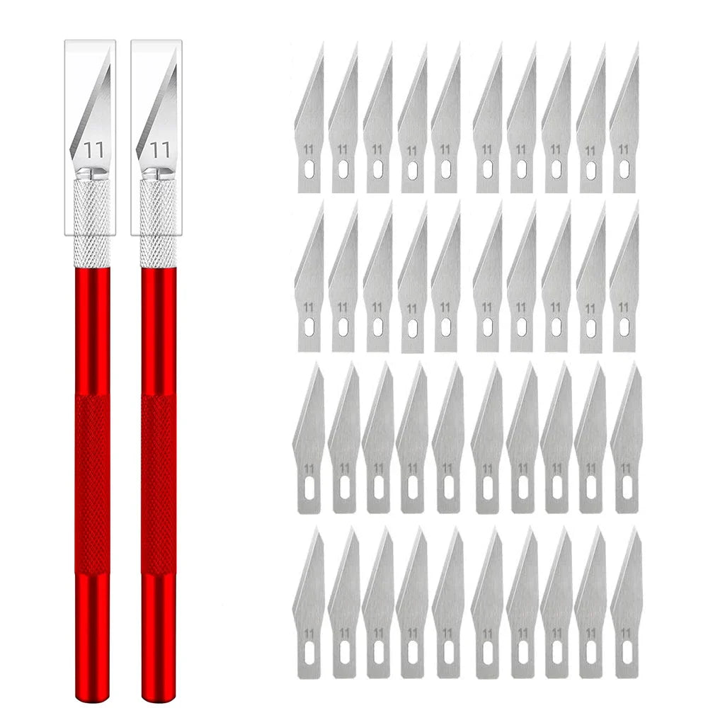Non-Slip Metal Engraving Craft Knife Kit with #11 Blades — Precision PCB & Mobile Phone Repair Tool (10 or 40 pcs)