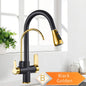 Black 360° Rotating Kitchen Faucet with Pull-Out Sprayer – 3-Way Filtered Hot & Cold Mixer Tap