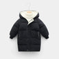 Kids Hooded Long Down Parka Coat - Warm Zippered Winter Jacket for Boys & Girls