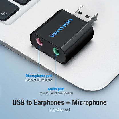 USB External Sound Card Adapter 3.5mm – Headphone & Mic USB Audio Interface for PC, Laptop, Mac, PS4, Chromebook, Raspberry Pi