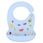 Silicone Baby Bib Waterproof Adjustable Cartoon Banana Feeding Bib with Pocket BPA-Free for 1-3 Years
