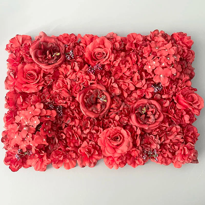 MEIHON Silk Rose Flower Wall Panel - 60x40cm Artificial Backdrop, Connectable, 34 Color Options for Wedding, Home & Events