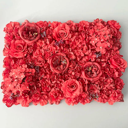 MEIHON Silk Rose Flower Wall Panel - 60x40cm Artificial Backdrop, Connectable, 34 Color Options for Wedding, Home & Events