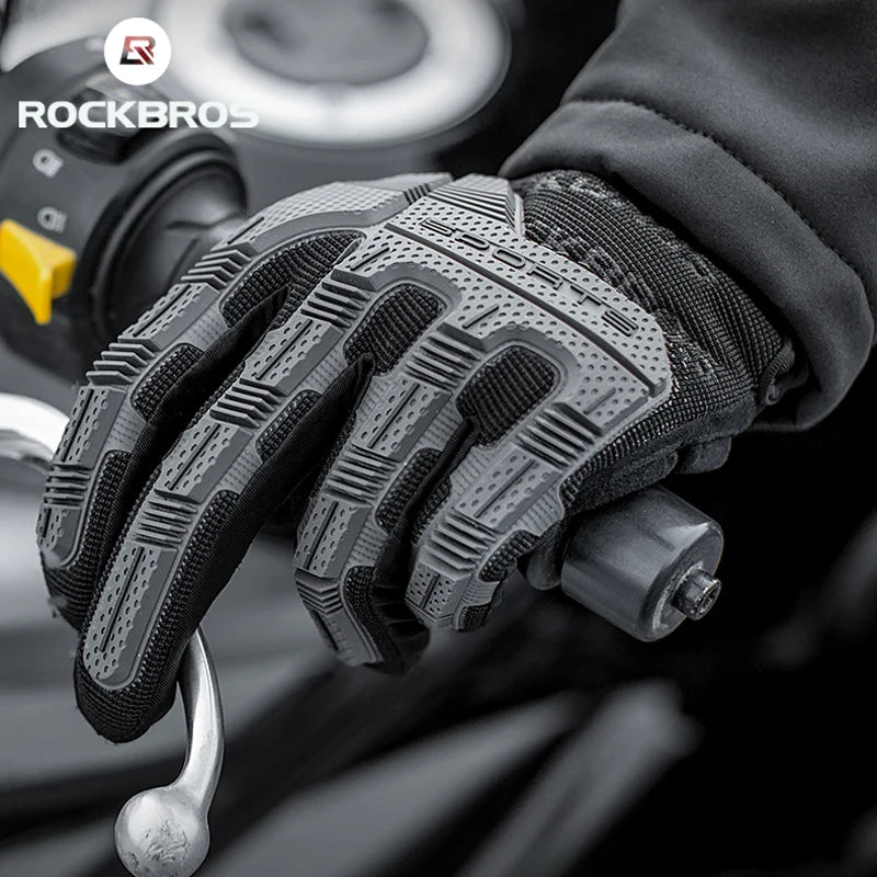 ROCKBROS Winter Cycling Gloves - Thermal Windproof, 6mm SBR Gel Palm, Touchscreen, Reflective, Full Finger, Autumn/Winter - 10 Styles, S to XXL