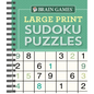 Brain Games - Large Print Sudoku Puzzles (Green) - Spiral