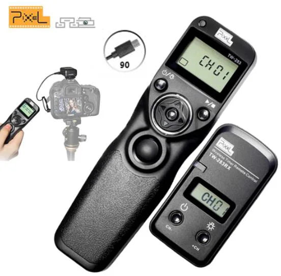 Pixel TW-283 Wireless Timer Remote Control Shutter Release (DC0 DC2 N3 E3 S1 S2) Cable For Canon Nikon Sony Camera TW283 VS RC-6