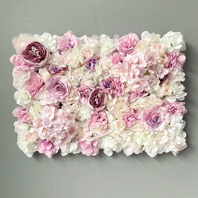MEIHON Silk Rose Flower Wall Panel - 60x40cm Artificial Backdrop, Connectable, 34 Color Options for Wedding, Home & Events