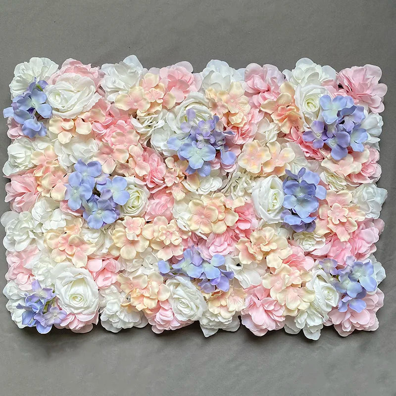 MEIHON Silk Rose Flower Wall Panel - 60x40cm Artificial Backdrop, Connectable, 34 Color Options for Wedding, Home & Events