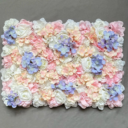 MEIHON Silk Rose Flower Wall Panel - 60x40cm Artificial Backdrop, Connectable, 34 Color Options for Wedding, Home & Events
