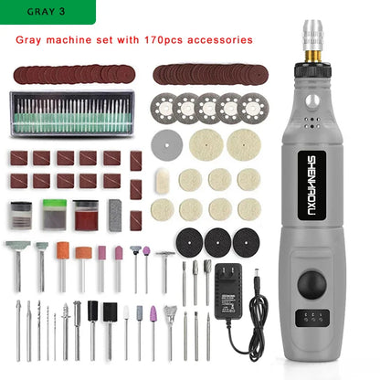 Mini Rotary Tool Kit — 3-Speed Engraver & Grinder with 25-Piece Accessories (100–240V / 3.7V)