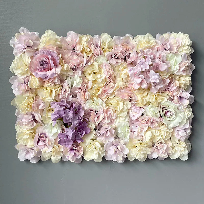 MEIHON Silk Rose Flower Wall Panel - 60x40cm Artificial Backdrop, Connectable, 34 Color Options for Wedding, Home & Events