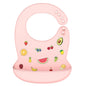Silicone Baby Bib Waterproof Adjustable Cartoon Banana Feeding Bib with Pocket BPA-Free for 1-3 Years