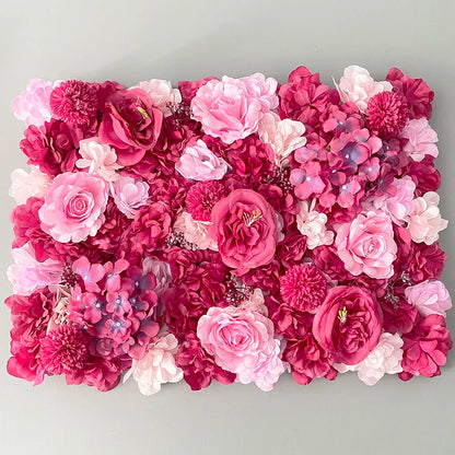 MEIHON Silk Rose Flower Wall Panel - 60x40cm Artificial Backdrop, Connectable, 34 Color Options for Wedding, Home & Events