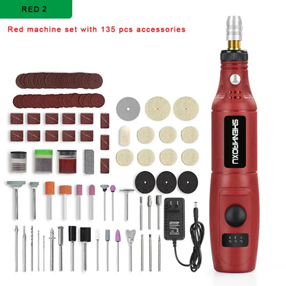 Mini Rotary Tool Kit — 3-Speed Engraver & Grinder with 25-Piece Accessories (100–240V / 3.7V)