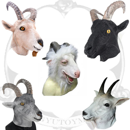 Adult Full-Head Latex Animal Mask, Goat, Sheep or Antelope
