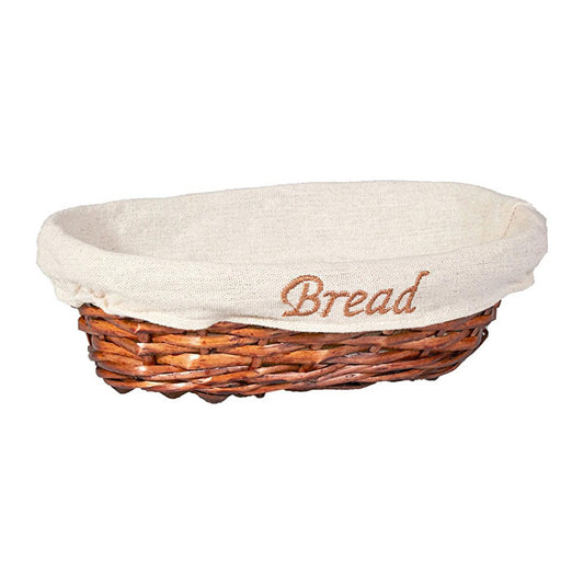 Biradlı Wicker Oval Bread Basket with Cloth Lining - Elegant Rustic Kitchen Decor for Serving Bread